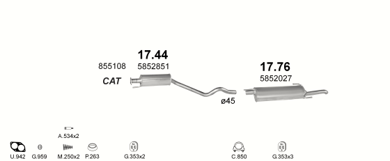 Auspuffanlage für OPEL ASTRA F 1.6 (1.6i 16V AUT)