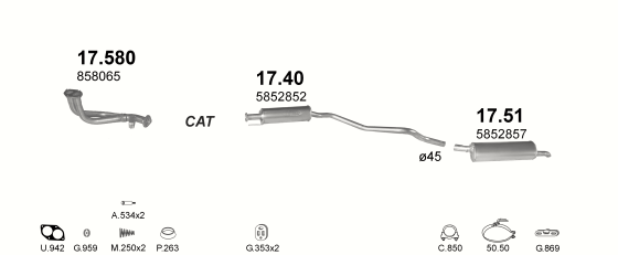 Auspuffanlage für OPEL ASTRA F 1.6 (1.6i 16V AUT)