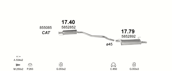 Auspuffanlage für OPEL ASTRA F 1.6 (1.6i 16V AUT)