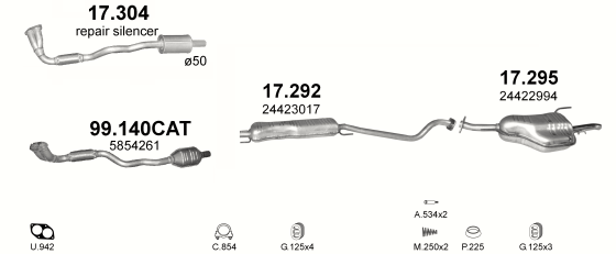 Auspuffanlage für OPEL ASTRA G 1.6 (1.6i 16V)