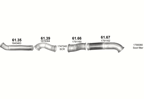 Auspuffanlage für DAF CF 85 12.9 (4X2 ; 6X2 ; 6X4)