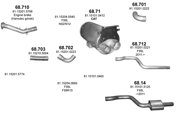 Auspuffanlage für MAN TGL 6.9 (D0836 ; N02/N04/N12/N14)