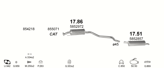 Auspuffanlage für OPEL ASTRA F 1.8 (AUT)