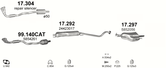 Auspuffanlage für OPEL ASTRA G 1.8 (1.8i 16V)