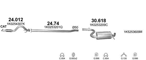 Auspuffanlage für VOLKSWAGEN EOS 1.4 (1.4 TSi)