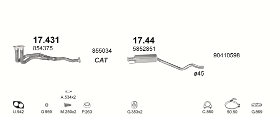 Auspuffanlage für OPEL ASTRA F 2.0 (1.8i GT/GSi AUT)