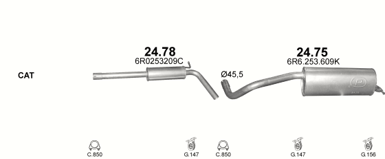 Auspuffanlage für SKODA FABIA 1.4 (1.4i)