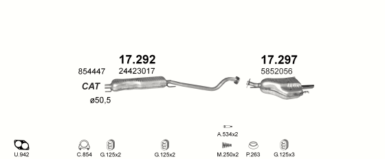 Auspuffanlage für OPEL ASTRA G 2.0 (2.0i 16V)