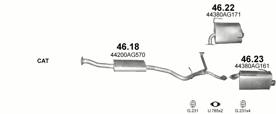Auspuffanlage für SUBARU FORESTER 2.0 (2.0 AWD)