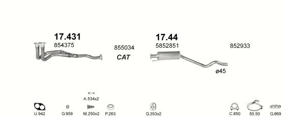 Auspuffanlage für OPEL ASTRA F 2.0 (2.0i GT AUT)