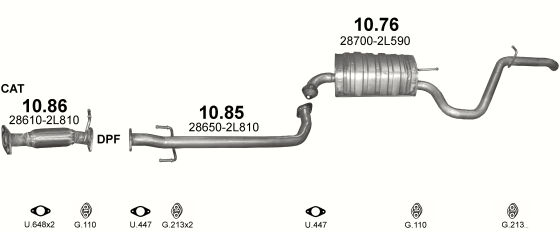 Auspuffanlage für HYUNDAI i30 1.6 D (1.6 CRDi Turbo Diesel)