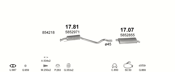 Auspuffanlage für OPEL ASTRA F 2.0 (AUT)