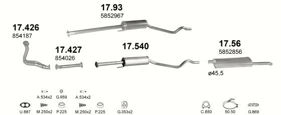 Auspuffanlage für OPEL ASTRA F 1.7 D