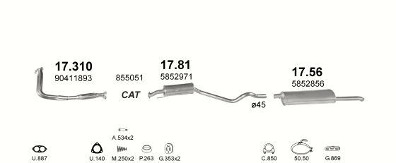 Auspuffanlage für OPEL ASTRA F 1.7 D