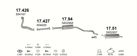 Auspuffanlage für OPEL ASTRA F 1.7 D