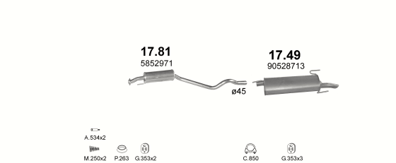 Auspuffanlage für OPEL ASTRA F 1.7 D (1.7 TD Turbo Diesel)