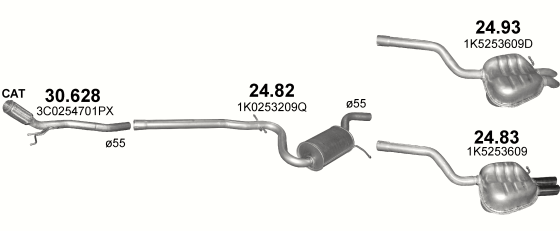 Auspuffanlage für SKODA OCTAVIA 2.0 D (2.0 TDi Turbo Diesel)