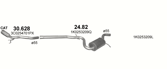 Auspuffanlage für VOLKSWAGEN GOLF V 2.0 D (2.0 TDi Turbo Diesel)