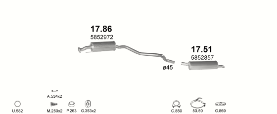 Auspuffanlage für OPEL ASTRA F 1.7 D (1.7 TD Turbo Diesel)