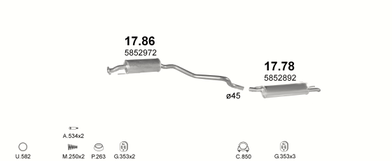 Auspuffanlage für OPEL ASTRA F 1.7 D (1.7 TD Turbo Diesel)