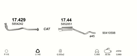 Auspuffanlage für OPEL ASTRA F 1.7 D (1.7 TD GT)