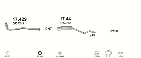 Auspuffanlage für OPEL ASTRA F 1.7 D (1.7 TD GT)