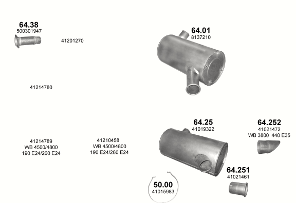 Auspuffanlage für IVECO EUROTECH CURSOR 7.8 (WB 3650/3800/4200/4500/4800/5100/5700/6050/6300/6700)