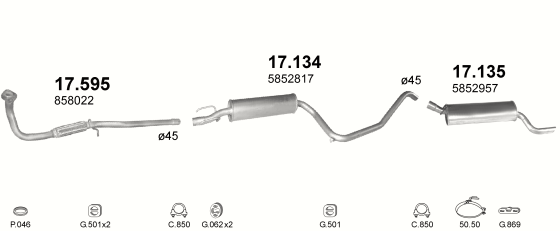 Auspuffanlage für OPEL CORSA B 1.7 D (1.7 Combo Diesel)