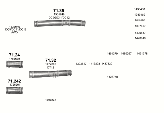 Auspuffanlage für SCANIA P, R, T 10.6 (DC11   4X2 ; 6X2 ; 6X4 ; 6X2/2 ; 6X2/4)