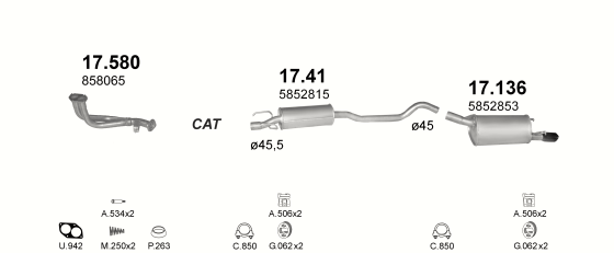 Auspuffanlage für OPEL CORSA B 1.4 (1.4i 16V AUT)