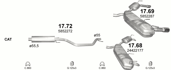 Auspuffanlage für OPEL SIGNUM 3.0 D (3.0 CDTi Turbo Diesel)