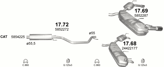Auspuffanlage für OPEL SIGNUM 2.2 (2.2i direct)