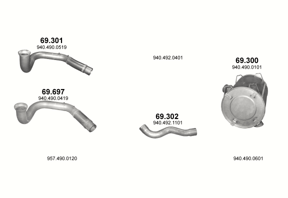 Auspuffanlage für MERCEDES ATEGO 6.4 (4X2 ; 6X2/4 ; 6X2/2/4 ; 6X4)