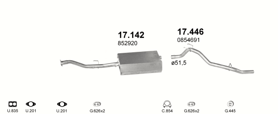 Auspuffanlage für OPEL FRONTERA A 2.4 (2.4i 4x4 LWB 2760mm 4D)