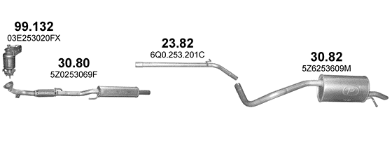 Auspuffanlage für VOLKSWAGEN FOX 1.2 (1.2i)