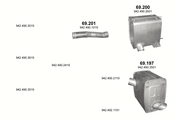 Auspuffanlage für MERCEDES AXOR 12.0 (4X2 ; 6X2 ; 6X2/2 ; 6X2/4)