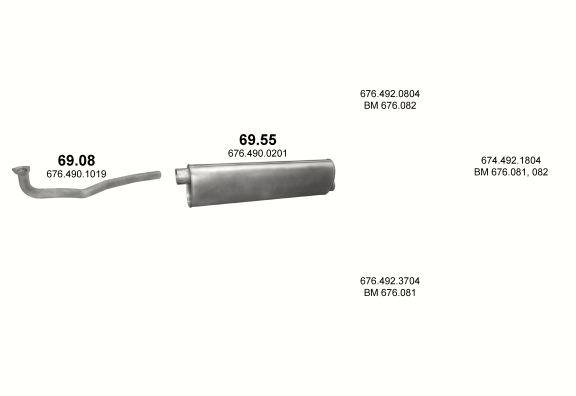 Auspuffanlage für MERCEDES 6-9 T 817 F (WB 3150, 3700)