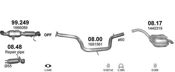 Auspuffanlage für FORD GALAXY 2.0 D (2.0 TDCi Turbo Diesel)