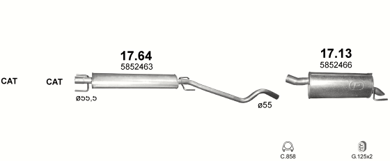 Auspuffanlage für OPEL ASTRA H 1.9 D (1.9 CDTi Turbo Diesel)