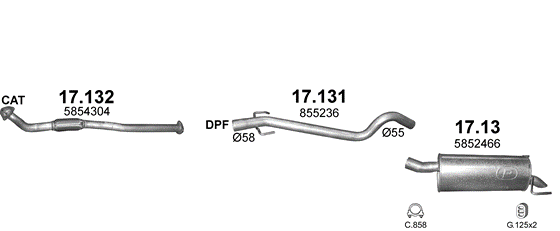 Auspuffanlage für OPEL ASTRA H 1.9 D (1.9 CDTi Turbo Diesel)