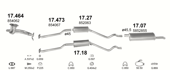 Auspuffanlage für OPEL KADETT E 1.3 (N, GT, MAN.)