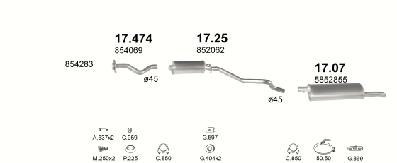 Auspuffanlage für OPEL KADETT E 1.3 (N, AUT.)