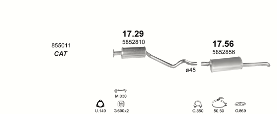 Auspuffanlage für OPEL KADETT E 1.3 (1.3i)