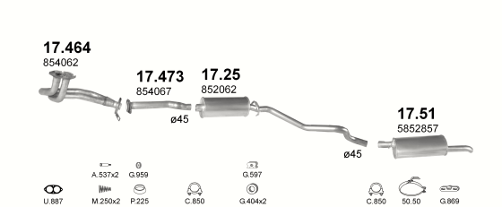 Auspuffanlage für OPEL KADETT E 1.3 (S, MAN.)