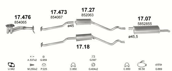 Auspuffanlage für OPEL KADETT E 1.4 (MAN.)