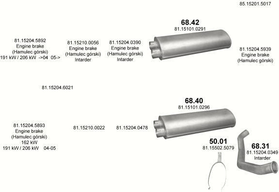 Auspuffanlage für MAN M2000L 6.9 (D0826 LFL  L79/L86/L89)