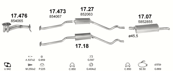 Auspuffanlage für OPEL KADETT E 1.6 (1.6i MAN)