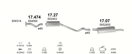 Auspuffanlage für OPEL KADETT E 1.6 (1.6i AUT)