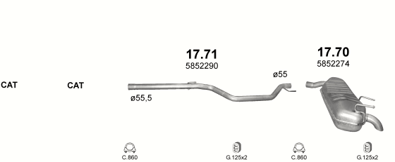 Auspuffanlage für OPEL VECTRA C 1.9 D (1.9 CDTi Turbo Diesel)