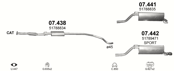 Auspuffanlage für FIAT GRANDE PUNTO 1.4 (1.4i 16V)
